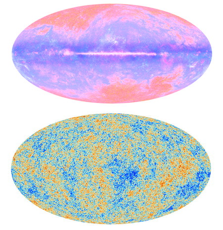 Mapa del cielo y CMB según Planck